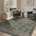 MontVoo-Vintage Area Rug 4X6 Green Rugs for Living Room-Soft Distressed Printed Rugs for Bedroom-Non Slip Carpet-Machine Washable Rug for Dining Room Living Room Bedside Office
