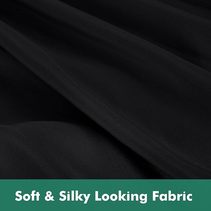 Biscaynebay Wrap Around Bed Skirts with Split Corners for King Beds 17" Drop, Black Elastic Dust Ruffles Adjustable Easy Fit Wrinkle & Fade Resistant Silky Luxurious Fabric Machine Washable