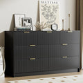 Black Dresser for Bedroom, Modern Dresser with 7 Drawers and Smooth Slides, Wide Chest of Drawers with Golden Handles for Bedroom, Living Room, Closet, 15.7" D x 55.1" W x 31.4" H