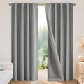 Joydeco Linen Blackout Curtains for Bedroom - 100% Light Blocking 1 Panels, Light Grey Drapes 100" W x 108" L, Thermal Insulated Room Darkening Curtains for Living Room, Rod Pocket & Back Tabs