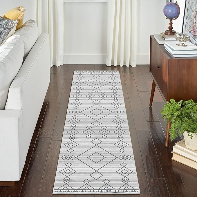 Runner Rug 2'x8' Western Washable Non-Slip Runners for Hallways Kitchen Entryway Laundry Room Modern Carpet Hallway Runner Checkered