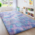 Ophanie Rainbow Purple Mermaid Rugs for Living Room 6x9, Kids Fluffy Shag Fuzzy Plush Soft Carpets, Floor Shaggy Area Rugs for Bedroom, Carpet for Kids Girls Dorm Nursery Home Decor Aesthetic