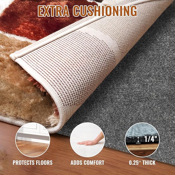 Felt Rug Pad, 10 x 14 Ft Rubber Non-Slip Rug Pad Gripper, Keep Rugs Secure and in Place, Extra Strong Under Carpet Mat Cushion - for All Floors