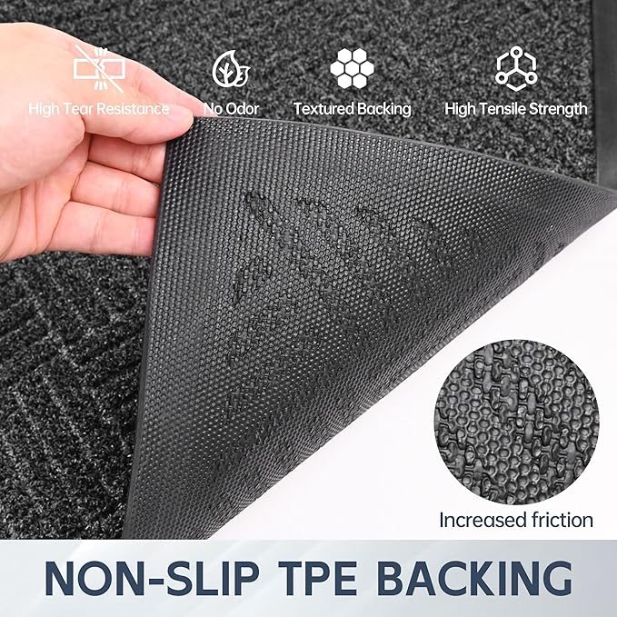 Front Door Mat, 6' x 4' Heavy Duty Indoor Outdoor Doormat, Non-Slip Backing Welcome Mats for Entryway, Low Profile, Commercial Door Mats