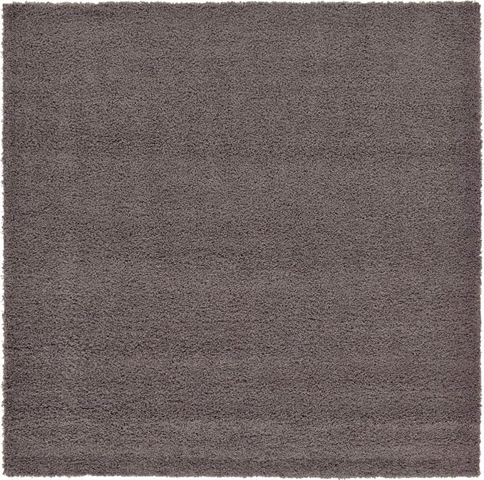 Unique Loom Solid Shag Collection Area Rug (8' Square, Graphite Gray)