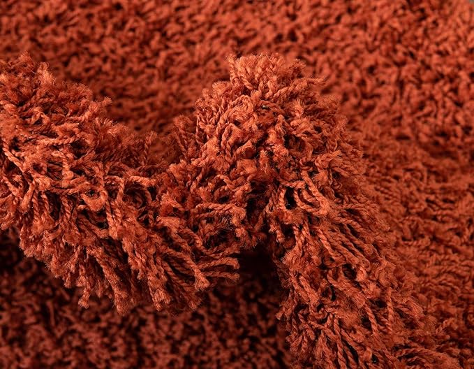 Unique Loom Solid Shag Collection Area Rug (5' 1" x 8' Oval, Terracotta)