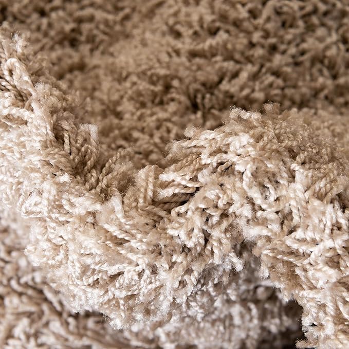 Unique Loom Solid Shag Collection Area Rug (4' Octagon, Taupe)