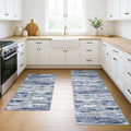 Abstract Rug for Kitchen Set of 2, 2x3 and 2x6 Navy Blue Gray Neutral Multi Modern Super Soft Small Area Rug, Washable Non-Slip Entryway Rugs, Low-Pile Mat for Bedside, Indoor Door Mat