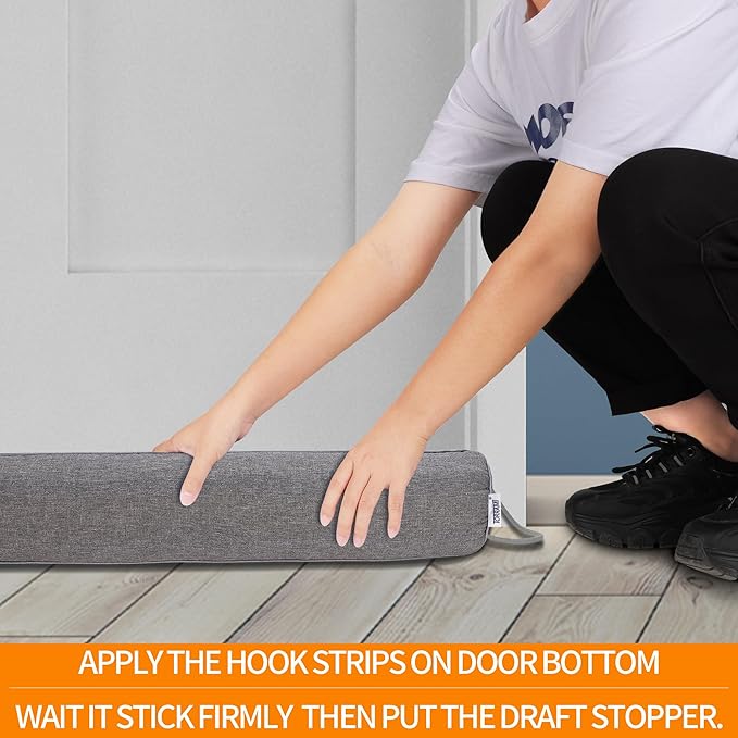 TORRAMI 32" Door Draft Stopper for Bottom of Doors, Seal Blocks Hot Air, Noise, Bugs, Keeps Cold AC in, Draft Stoppers Sound Proofing Easy Install Gap Filler