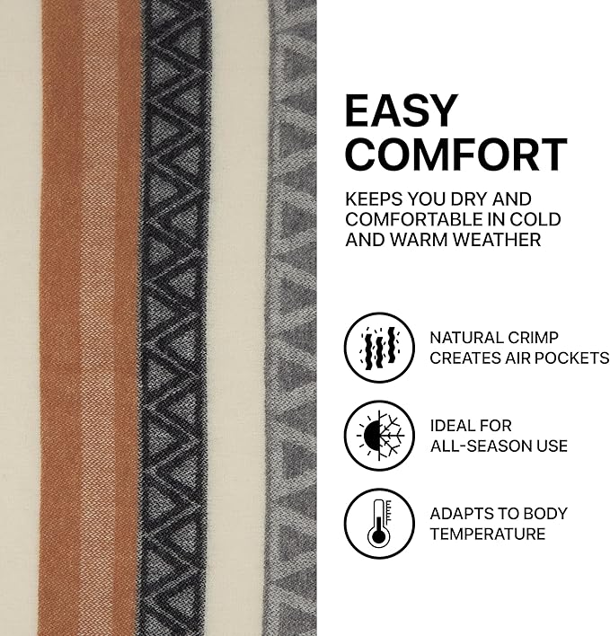 | Wool Blanket/Throw | 100% New Zealand Wool | Perfect for Home and Outdoors | Virgin Wool Throw with Fringes 75"x87" (190 x 220 cm)