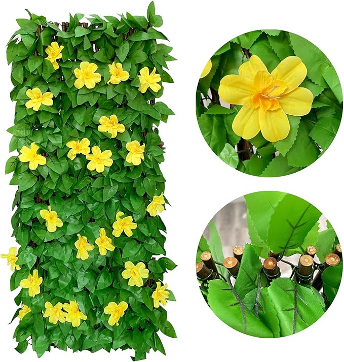 Sumery Expandable Fence Privacy Screen for Balcony Patio Outdoor,Decorative Faux Ivy Fencing Panel,Artificial Hedges (Single Sided Leaves)