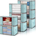 Budding Joy 90L Large Storage Bags, 8 Pack Clothes Storage Bins Foldable Closet Organizer Storage Containers with Durable Handles Storage and Organization, Blanket, Pillows and Toys (Blue)