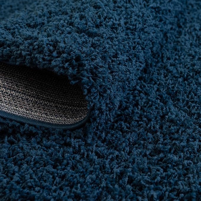 Unique Loom Solid Shag Collection Area Rug (6' 1" x 9' Rectangle, Sapphire Blue/ Navy Blue)