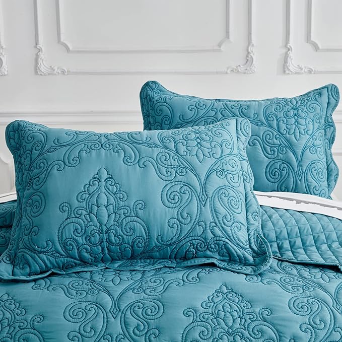 CHIXIN Microfiber Standard Pillow Shams Set of 2 - Decorative Quilted Pillow Covers - Lagoon - Size (20" x 26")