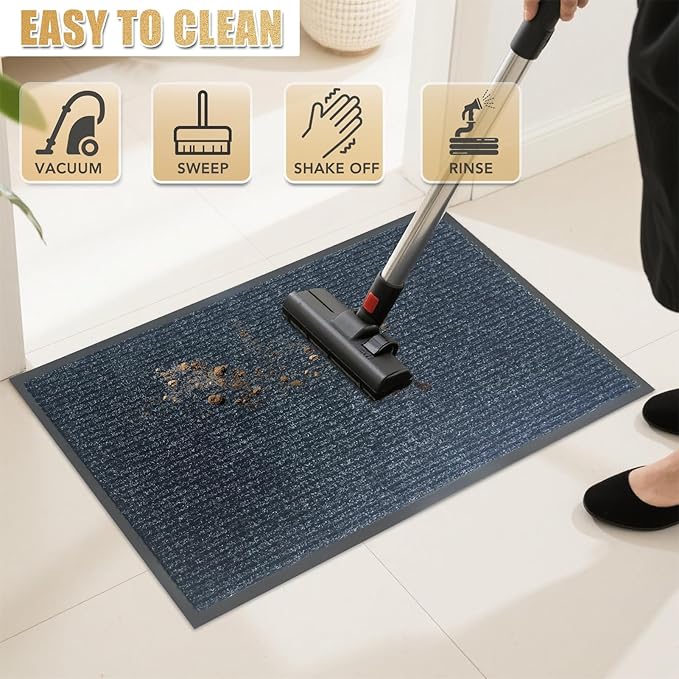 Front Door Mat,2'x4'Indoor Outdoor Door Mat,Heavy Duty Durable Welcome,Commercial Floor Mats Inside Outside Entrance, Waterproof All-Season, All-Weather Non Slip Backing Doormat for Entryway,Black