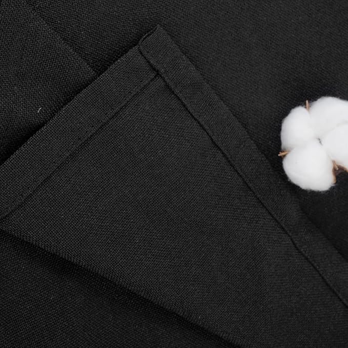YoungsTex Black Linen Curtains 48 Inch Length for Short Windows, Light Filtering Semi Sheer Drapes with Bronze Grommet Privacy Halloween Decor for Kitchen Bathroom Living Room, 42 x 48 Inch, 2 Panels