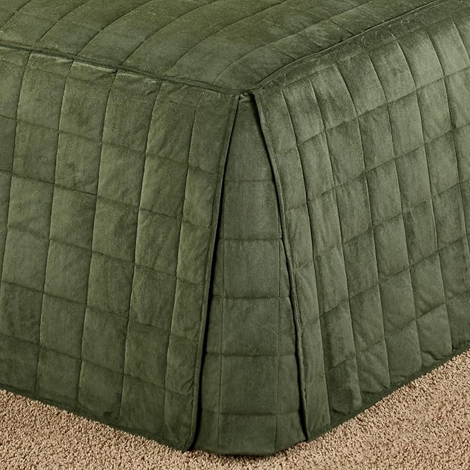 Touch of Class Camden Luxury Bedding | Warm Deep Sage Green Color | Grande Fitted Bedspread | Faux Suede Box Quilted Design | Designed 3 Piece Set Includes Cal King Bedspread and 2 King Shams
