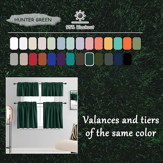DONREN 108 inch Extra Length Curtains for Bedroom - Rod Pocket Smooth Tactility Blackout Window Panels for Patio (52 W x 108 L,Dark Green,2 Pieces)