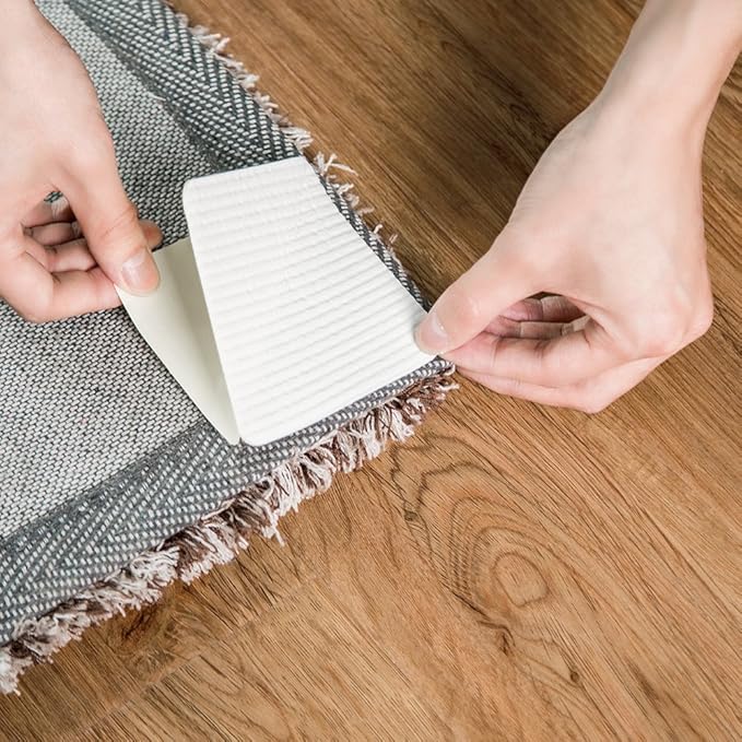 Home Techpro Rug Pads Grippers, 12 PCS Non Slip Washable Grippers for Rug, “Vacuum TECH” - New Materials to Anti Curling Rug Pad : Keep Your Rug in Place & Make Corner Flat and Easily Peel Off