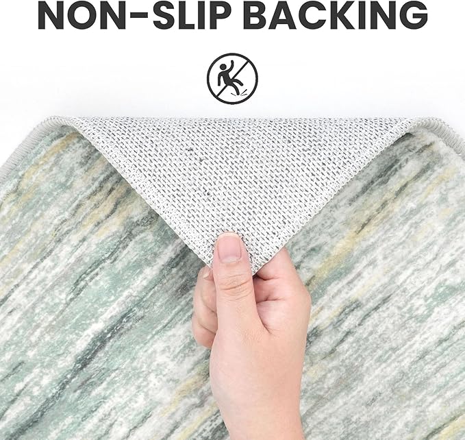 2x6 Modern Abstract Runner Rug for Hallways, Green Yellow Super Soft Hallway Decor Kitchen Rugs with Non-Slip, Non-Shedding Washable Rug for Entryway Bedroom Indoor