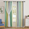 XiDi Curtains for Bedroom Decor, Rainbow GreenYellowGrey34/90/1