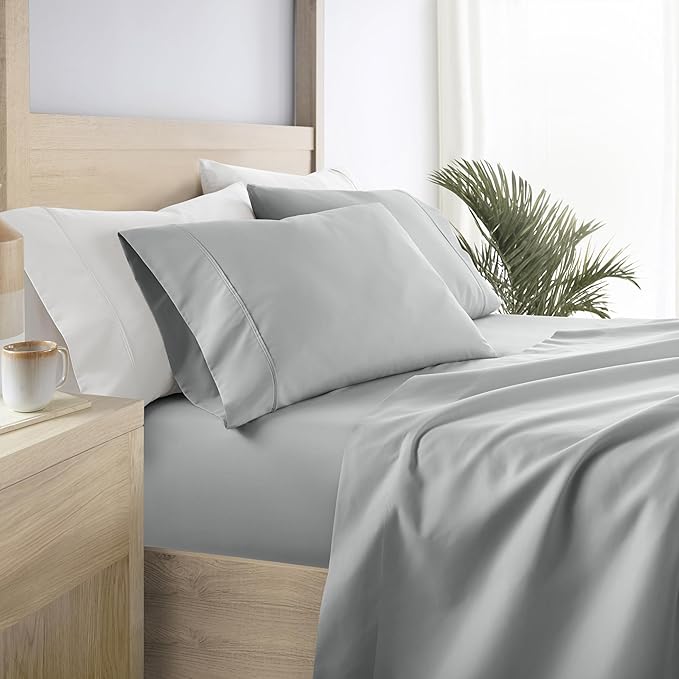 Linen Market Bed Sheets for Twin Size Bed (Light Gray) - Sleep Better Than Ever with These Soft and Cooling Twin Sheets - Deep Pocket Fits 16" Thick Beds - 3 Piece Twin Sheet Set