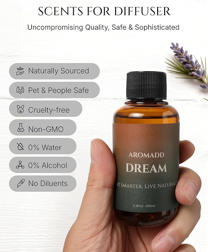 AROMADD Dream Diffuser Oil Inspired by Luxury Hotel Scent 3.38 Fl Oz (100ml), Aroma Diffuser & Hotel Fragrance Diffuser Oil, Essential Oil Diffuser for Aromatherapy, Long-Lasting