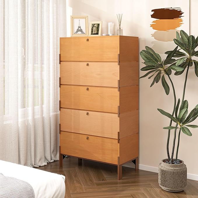 Stackable 3 Drawers Dresser, Customizable Chest of Drawers for Bedroom, Living Room, Closet, Easy Assembly Wood Furnitures Cabinet, 30 inch Width Beech and Basswood Color Combo