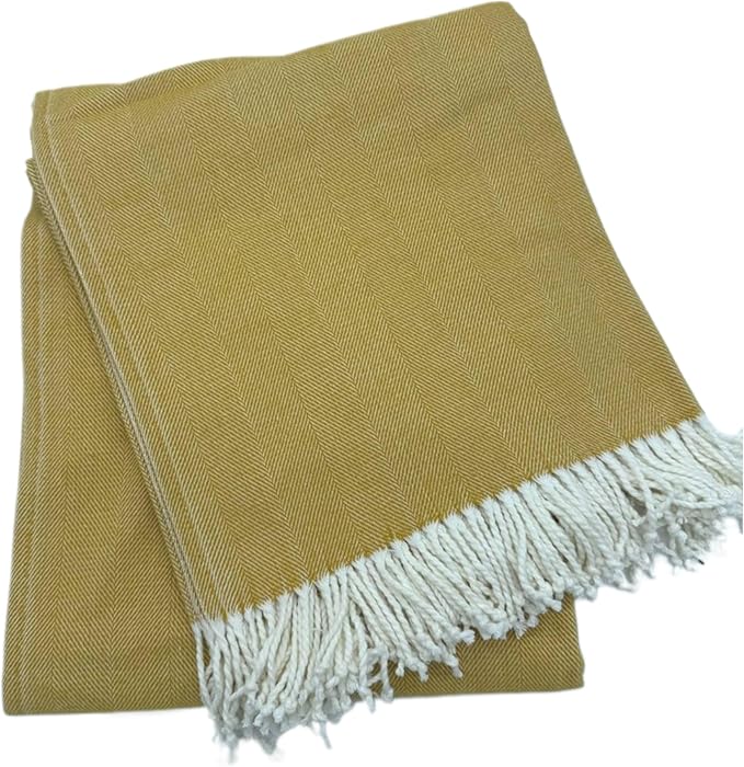 Alashan Cotton Acrylic Adirondack Herringbone Woven Throw (Pineapple)