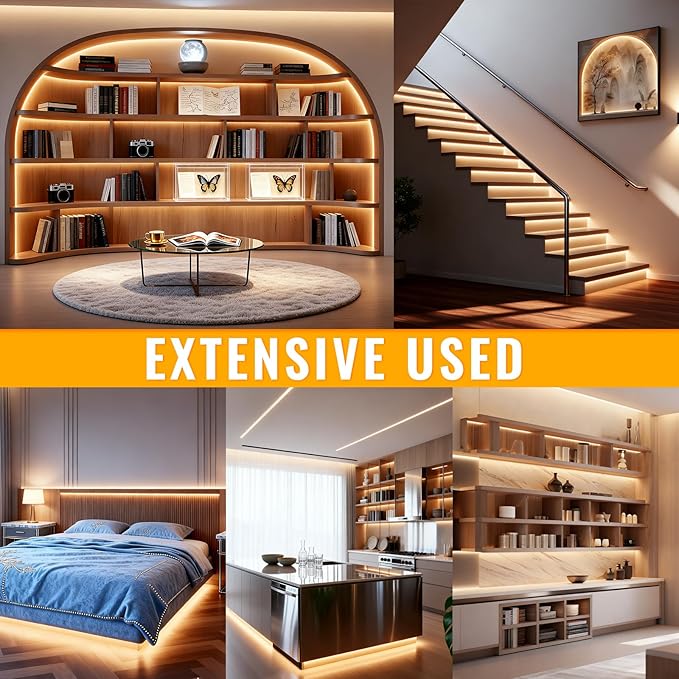 40Ft COB LED Strip Lights, Warm White 3000K Dimmable LED Light Strip with Remote, Seamless & No Strobe, Flexible & Cuttable, Complete Kit for Kitchen, Bedroom, Cabinet Lighting