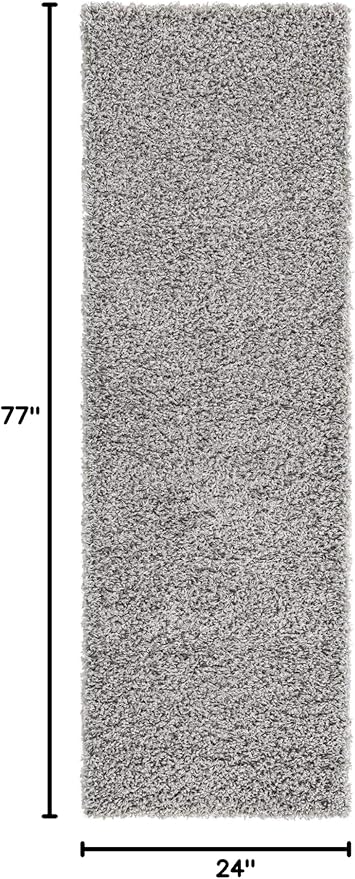 Unique Loom Solid Shag Collection Area Rug (2' x 6' 5" Runner, Cloud Gray)