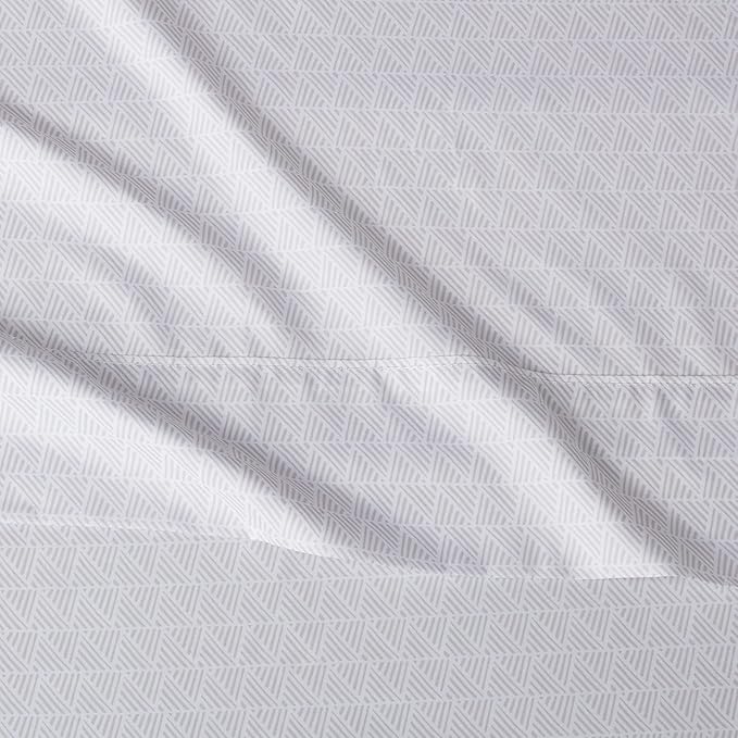 Amazon Basics Lightweight Super Soft, Cooling Luxury Microfiber 4 Piece Bed Sheet Set With 14-Inch Deep Pockets, King, Gray Crosshatch, Printed