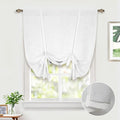 DriftAway Double Layer Linen Blackout Tie Up Curtains Thermal Insulated Fully Lined Balloon Roman Shade Bathroom Window Adjustable Rod Pocket for Small Window 31 Inch by 47 Inch White