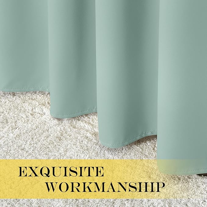 NICETOWN Window Treatment Sliding Door Curtain - Thermal Insulated Width Solid Blackout Patio Glass Door Drape, Extra Wide Draperies (Seafoam Green, 100 inches Wide x 84 inches Long)