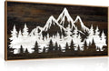 LHIUEM Large Mountain Tree Framed Canvas Wall Art,Modern White Forest Art Prints,Abstract Country Woodcut Wood Wall Decor,Farmhouse Zen Artwork for Living Room Bedroom Office-20''x40''