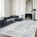 vivorug 5x7 Area Rugs - Ultra-Thin Washable Rug with Non-Slip Backing, Ideal for Living Room, Bedroom, Dining Room Indoor - Vintage, Easy Clean, Durable, Low Pile Rug Blue