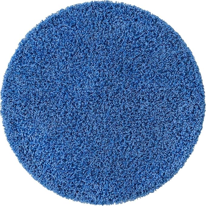 Unique Loom Solid Shag Collection Area Rug (3' 3" Round, Periwinkle Blue)