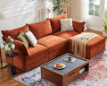 ABCASA 102.6" Modular Sectional Sofa, L Shaped Couch Set for Living Room, 3-Seater Comfy Cloud Couches with Movable Storage Ottoman,DIY Combination - Chenille Terracotta Orange