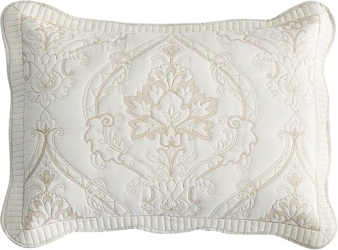 CHIXIN Microfiber Standard Pillow Shams Set of 2 - Quilted Decorative Pillow Covers - Ivory-Yellow - Size (20" x 26")