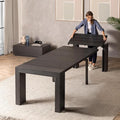 Transformer Table - Solid Wood Extendable Dining Table, Seats 2-12, Extendable Dining Room Table, Space-Saving Furniture, Expandable Dining Furniture (Black, Table + Coffee Table)