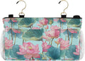 Bedside Caddy Hanging Bunk Bed Caddy Bed Organizer Hanging Pocket with 2 Hooks Bedside Storage Organizer Pocket Bag Holder Pastel Lotus Leaf Stem Floral