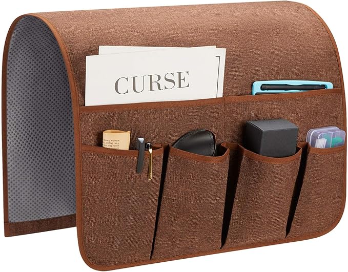 SYSOV Sofa Armrest Organizer, Remote Control Holder for Recliner Couch, Arm Chair Caddy with 6 Pockets for Magazine, Tablet, Phone, iPad