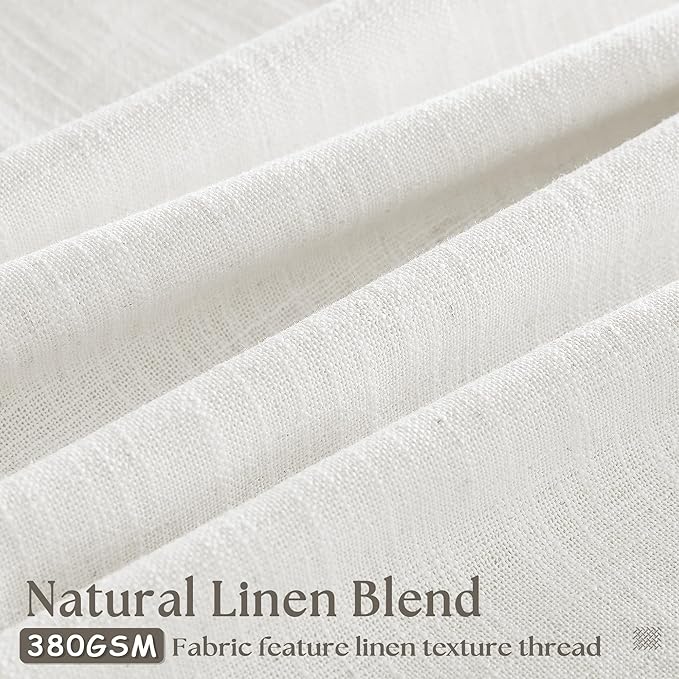 100 Inch Width Curtains 96 Inches Long Pinch Pleat Linen Semi Sheer for Patio Sliding Door Light Filtering Pleated Drapes Back Tab Ivory Beige White Extra Wide 100 x 96 Curtain for Living Dining Room