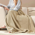 Amélie Home Chevron Chenille Knit Throw Blanket for Couch, Cozy Texture Decorative Soft Blanket for Sofa & Chair, 60"x80", Beige