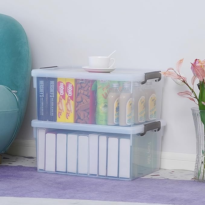Citylife 33 Qt. Plastic Storage Bins with Lids Large Stackable Storage Containers for Organizing Clear Durable Storage Box, 4 Pack