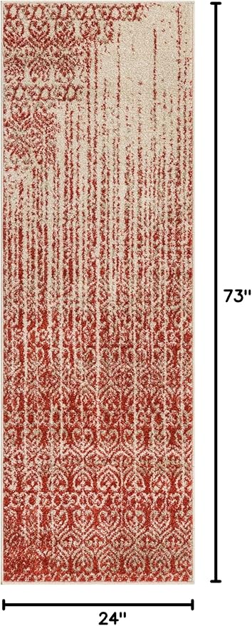 Unique Loom Del Mar Collection Area Rug - Jennifer (2' x 6' 1" Runner, Red/ Beige)