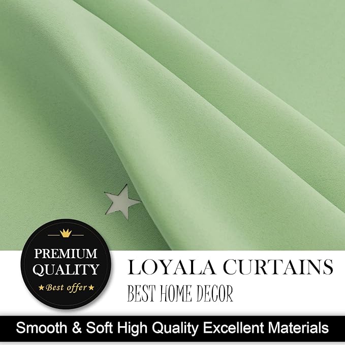 Stars Double Layer Blackout Curtains for Bedroom Kids, 72 Inches Long 2 Panels Set, Green
