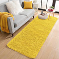 OLANLY 2x8 Machine Washable Runner Rugs for Hallway, Soft Fluffy Shaggy Bedside Rugs for Bedroom, Living Room, Indoor Floor Carpet for Kids Girls and Boys, Nursery Rooms, Home Decor Aesthetic, Yellow