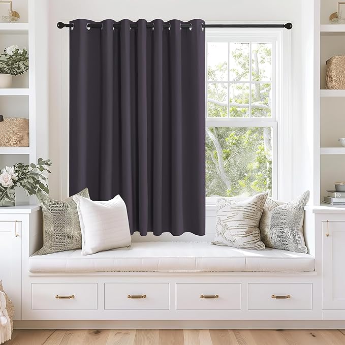 NICETOWN Blackout Curtains 63 inches Long for Living Room Bedroom, Grommet Thermal Insulated Room Divider Drape Window Treatment for Sliding Patio Door, W100 x L63, 1 Panel, Greyish Purple