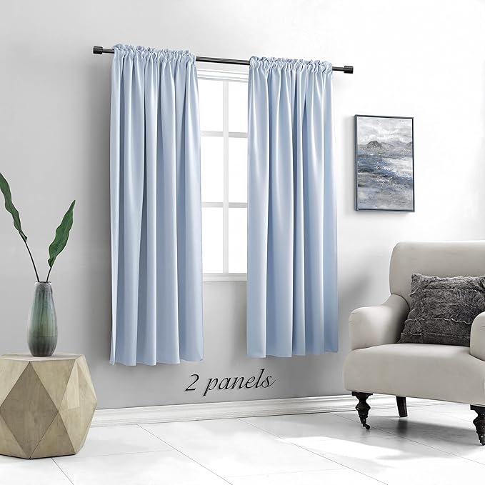 DONREN Dream Blue Room Darkening Thermal Insulated Curtains Drapes for Nursery,Rod Pocket Blackout Curtains for Bedroom(2 Pieces,52 inches Wide by 63 inches Long)